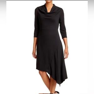 NEW Donna Karan Black Asymmetrical Hem Dress S